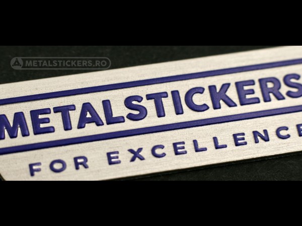 Etichete metalice aluminiu albastru periat